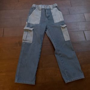 patch high rise jeans